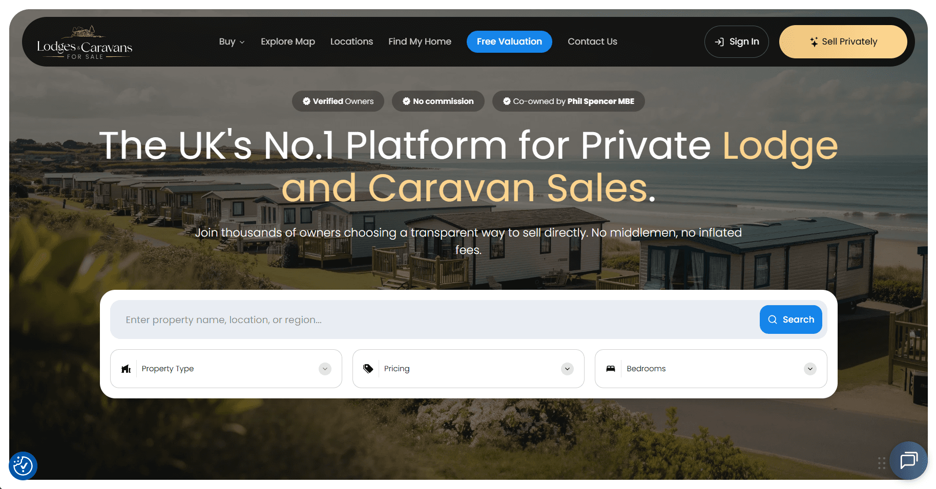 Screenshot preview of LodgesAndCaravans