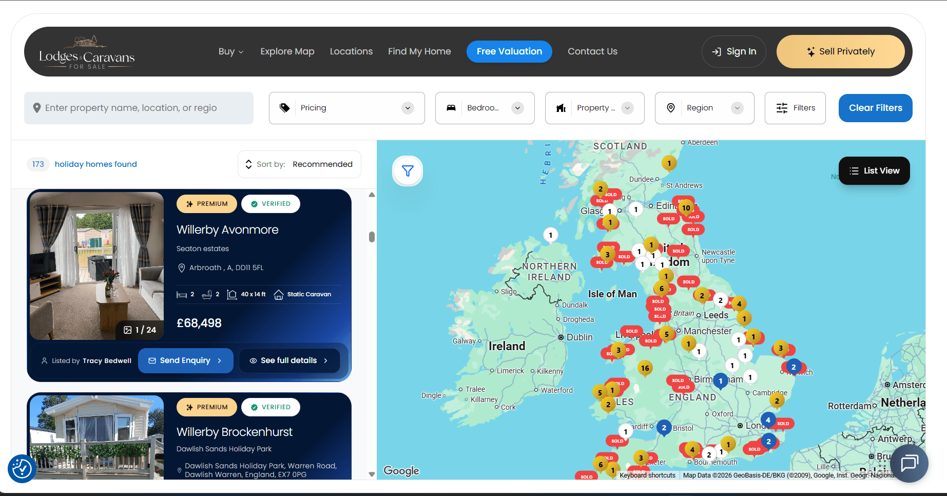 LodgesAndCaravans application interface (screenshot 2 of 2)
